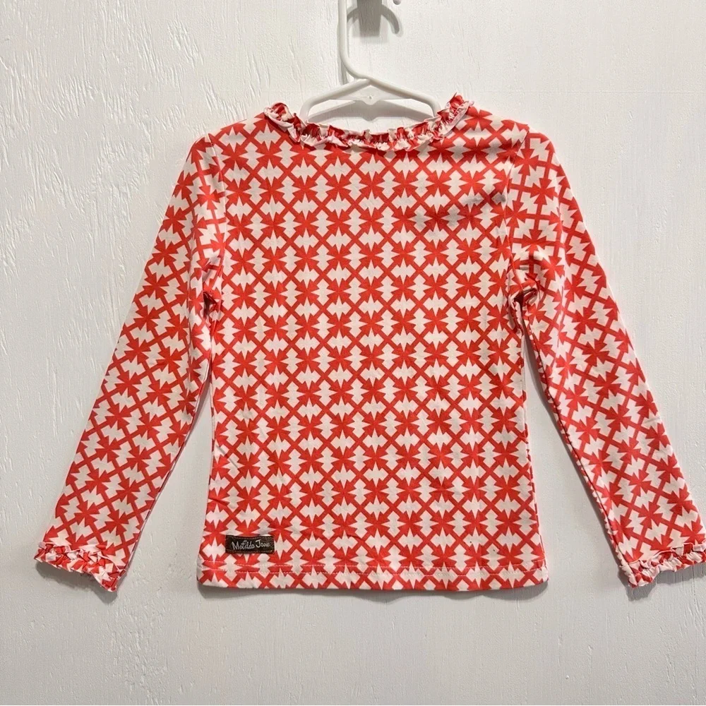 MATILDA JANE • Girls 4  • Secret Fields Vault Sunset • Coral Geometric TEE TOP - Picture 6 of 8